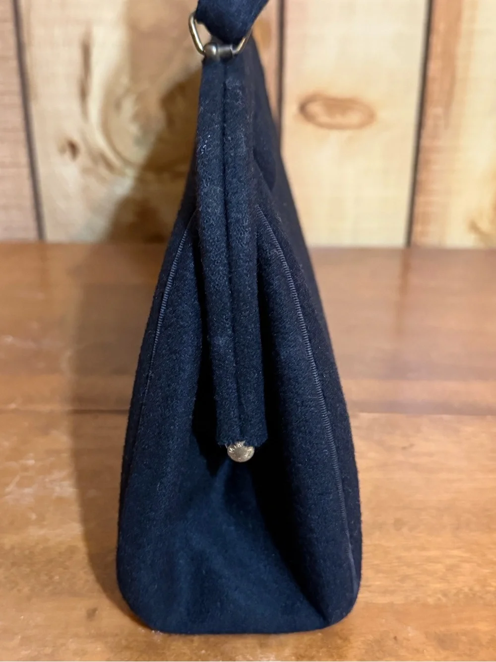 Classic vintage Black Top-Handle Felt Women's Bag